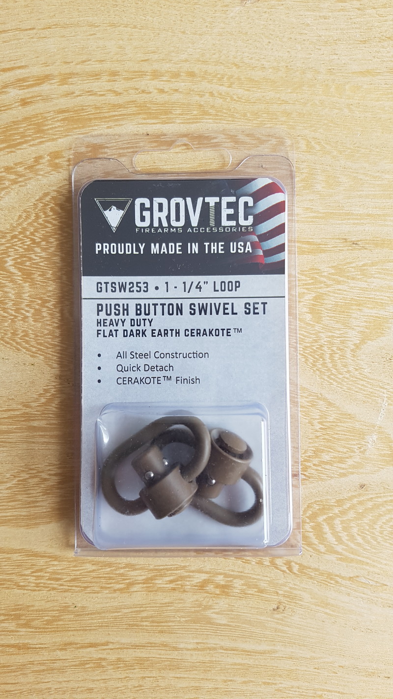 Grovtec Push Button QD Swivels - FDE